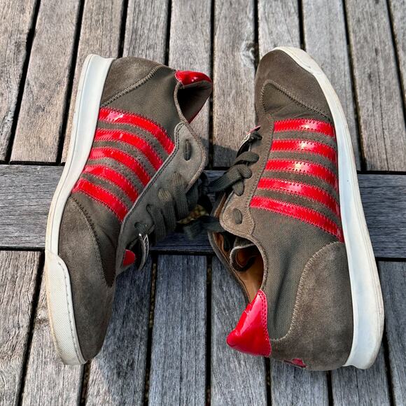 Dsquared2 Sneakers Men Size 44 EU 11 US Green Red Suede Canvas Shoes VGP - Picture 12 of 15